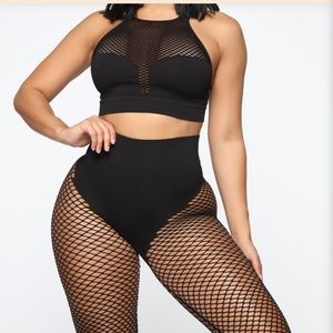 “What’s your networth” active fishnet bra
